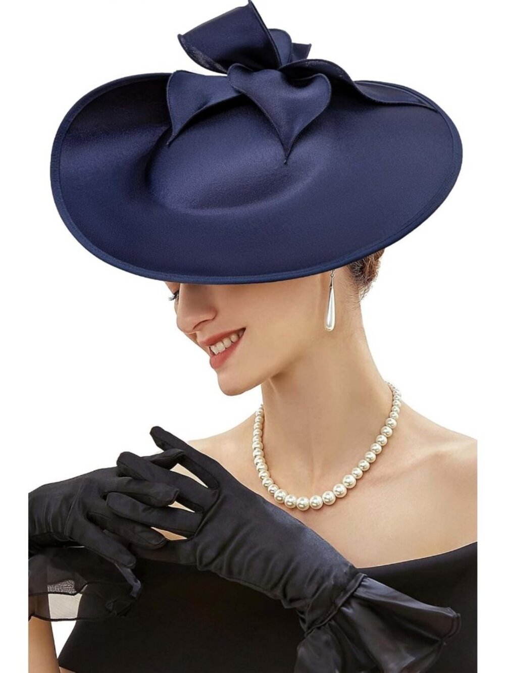Elegant Wide Brim Tea Party Fascinator Hat with Flowers for Women